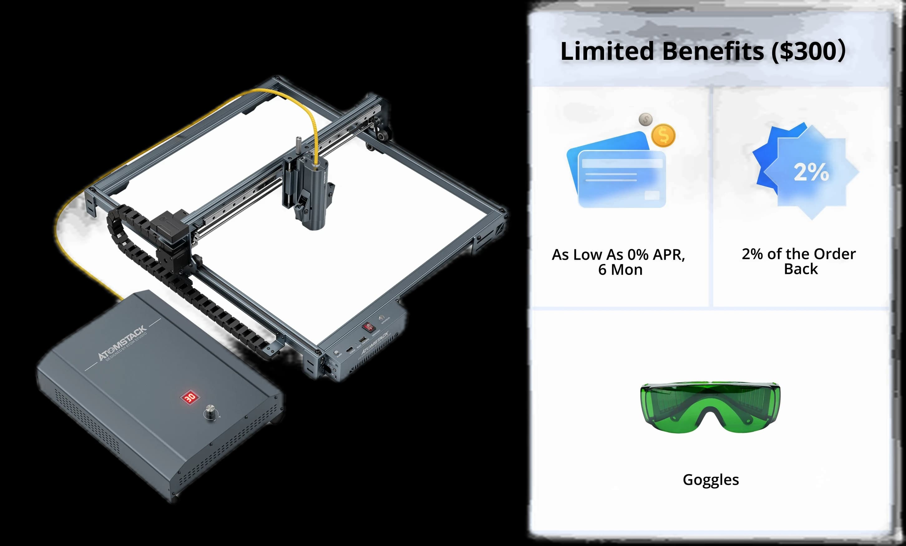 AtomStack A20 Pro 1064nm 20W Fiber Laser Marking And Engraving Machine