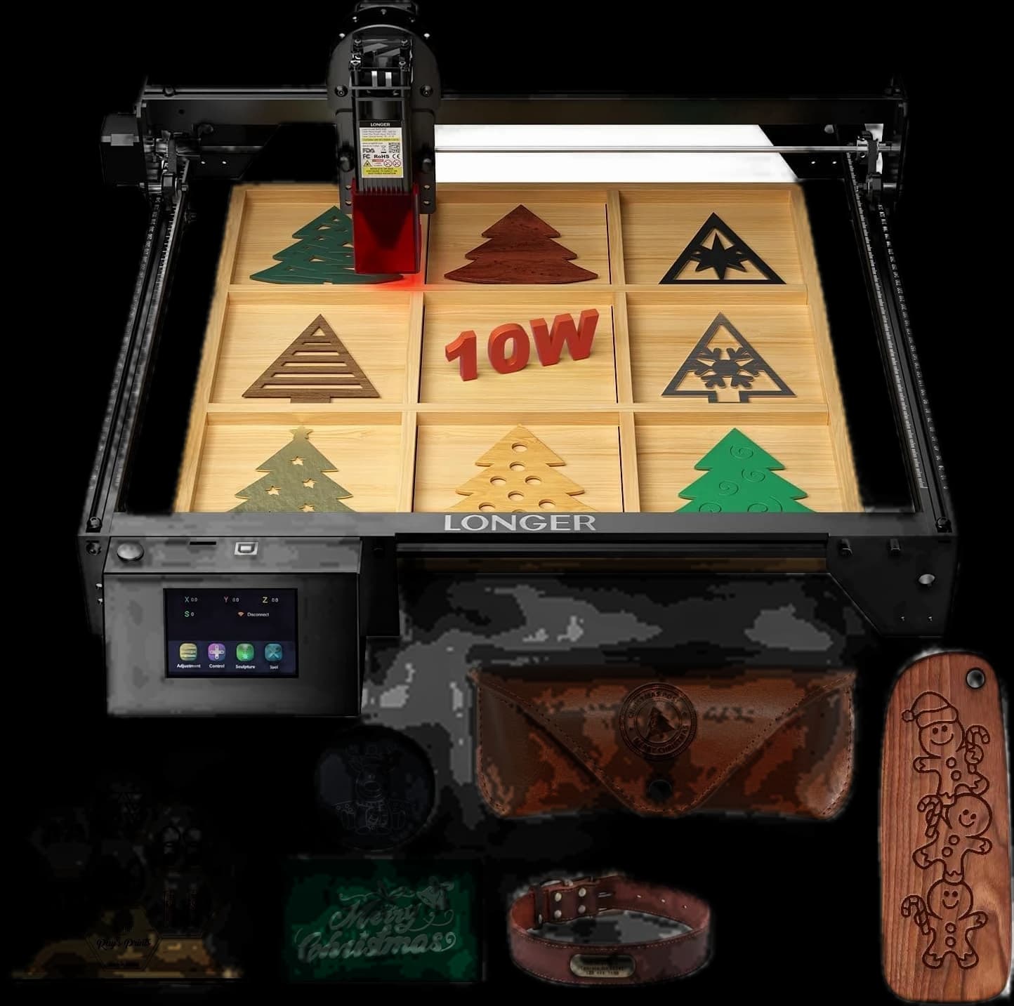 Longer Ray5 Laser Engraver, Laser Engraver 10W Output Power, 3.5” Color Touch Screen, App Offline Control, DIY Engraver Tool for Metal/Glass/Wood Engraving Area 15.75"x15.75"