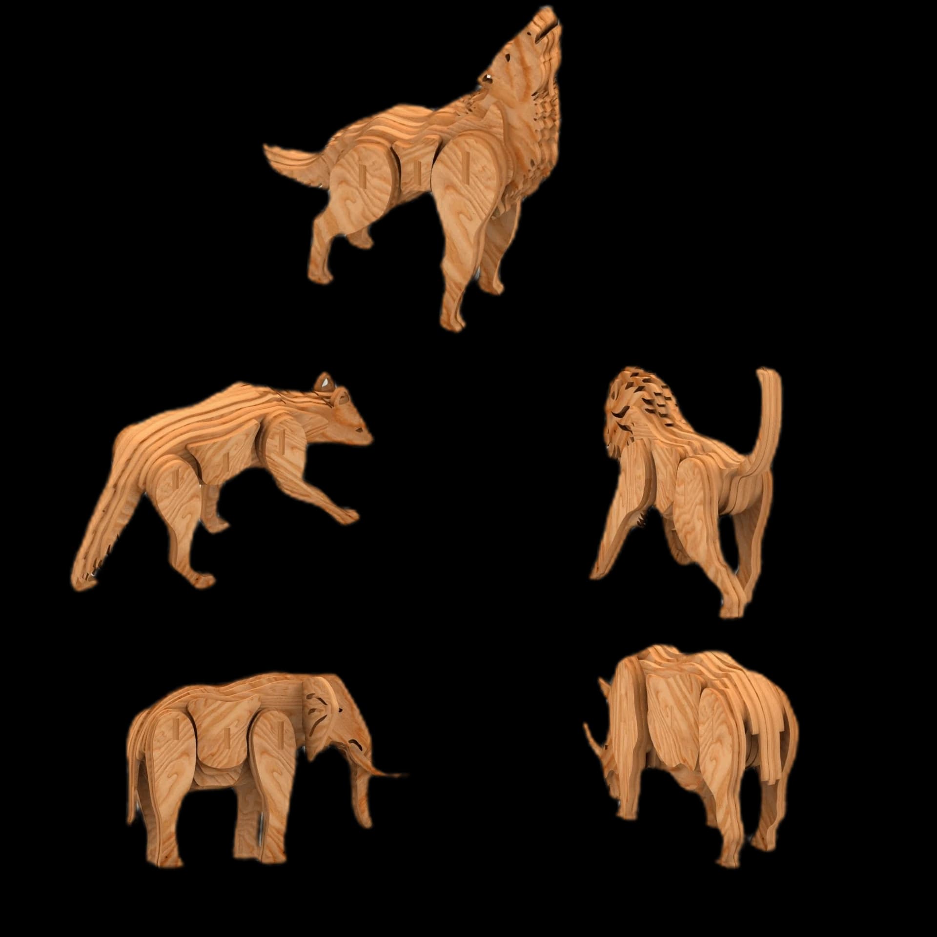 5-Animal Pack CNC & Laser Patterns by makeCNC workshop, C01