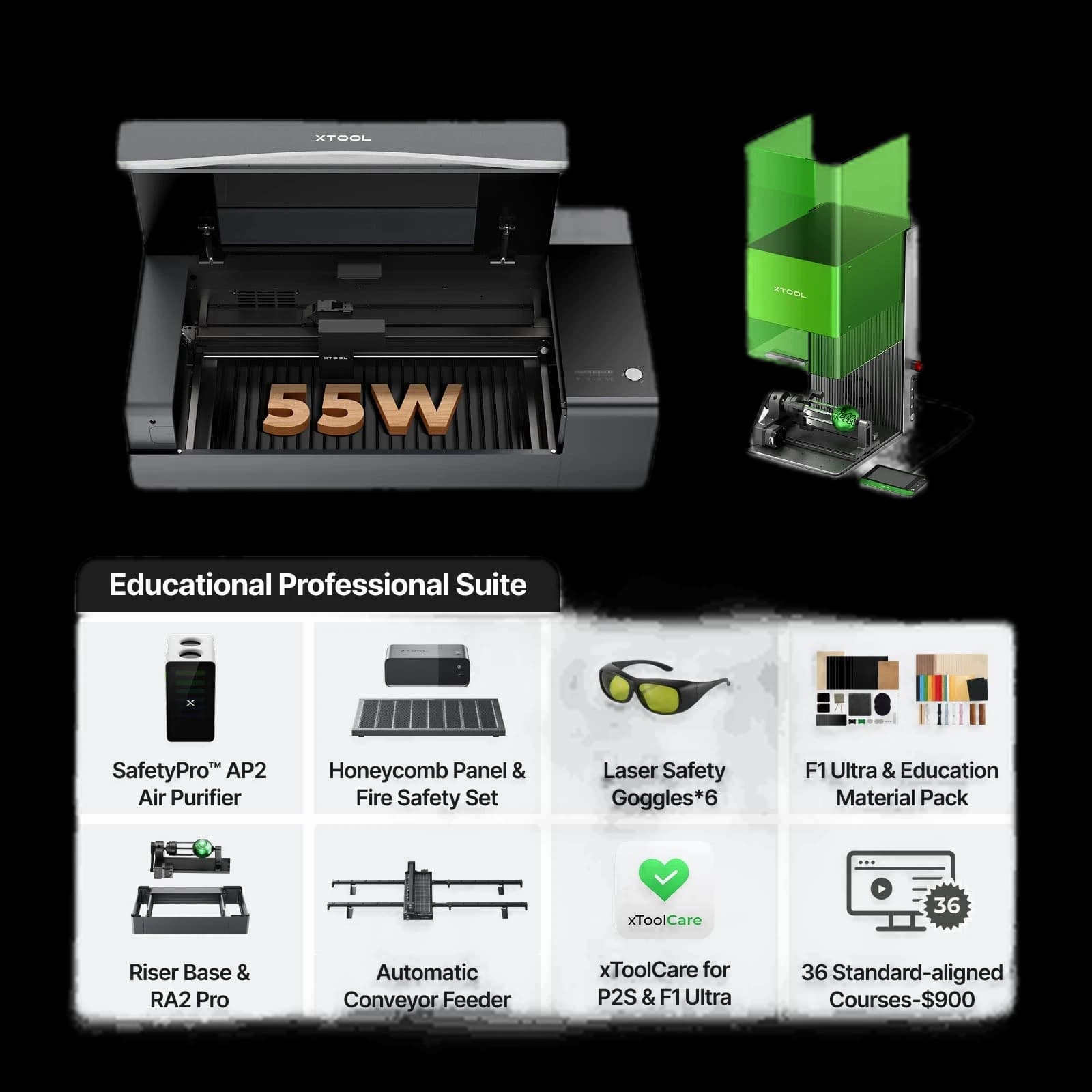 xTool P2S 55W Desktop CO2 Laser Cutter for Education