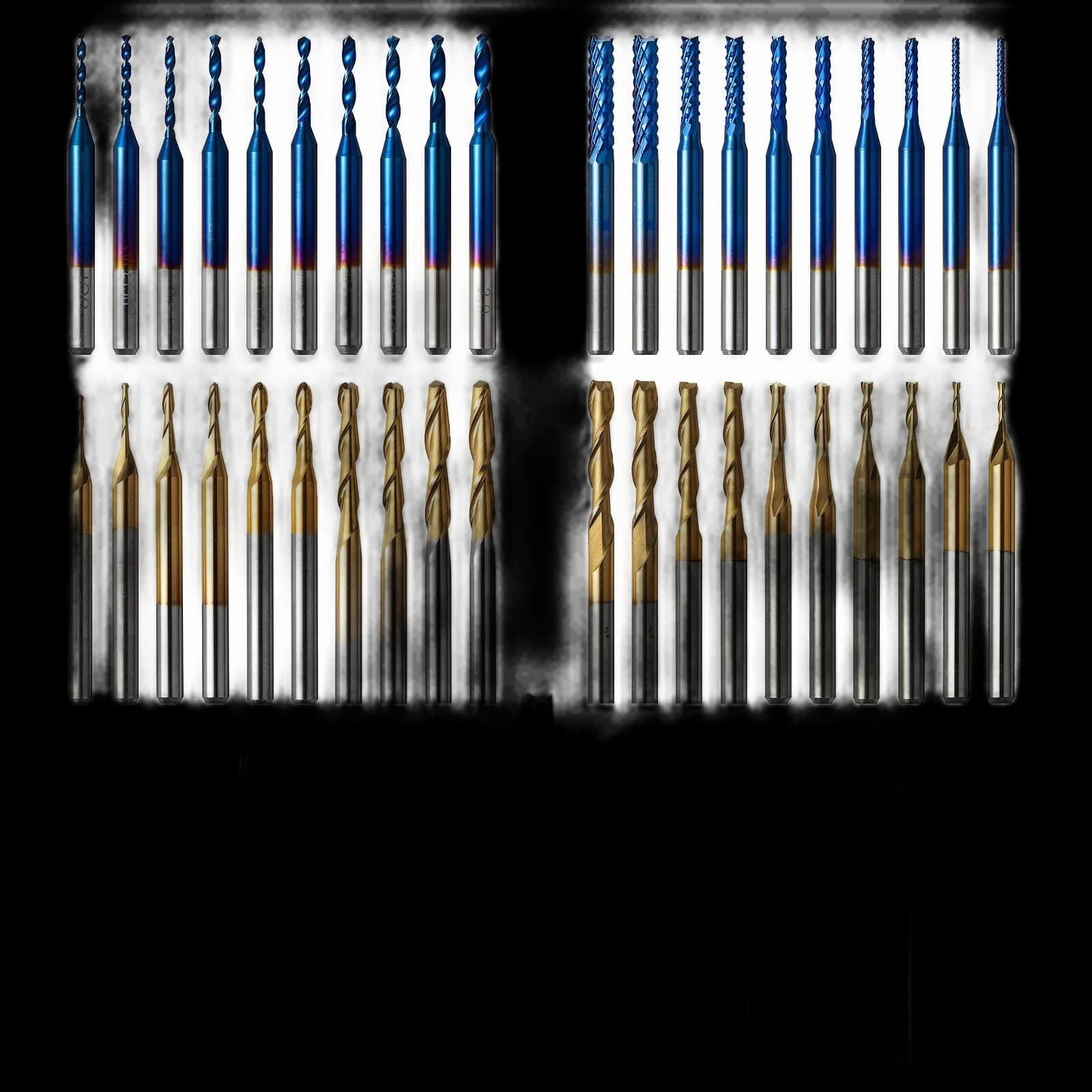 MC50A, 1/8" Shank, Tungsten Carbide End Mill Router Bits, 50 PCS