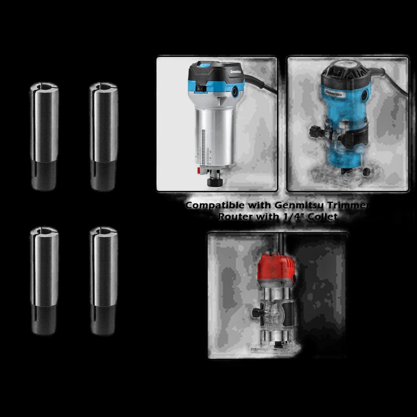 4pcs Router Collet Adapter, 1/4″ to 1/8″ CNC Engraving Router Bit Collet Size Converter