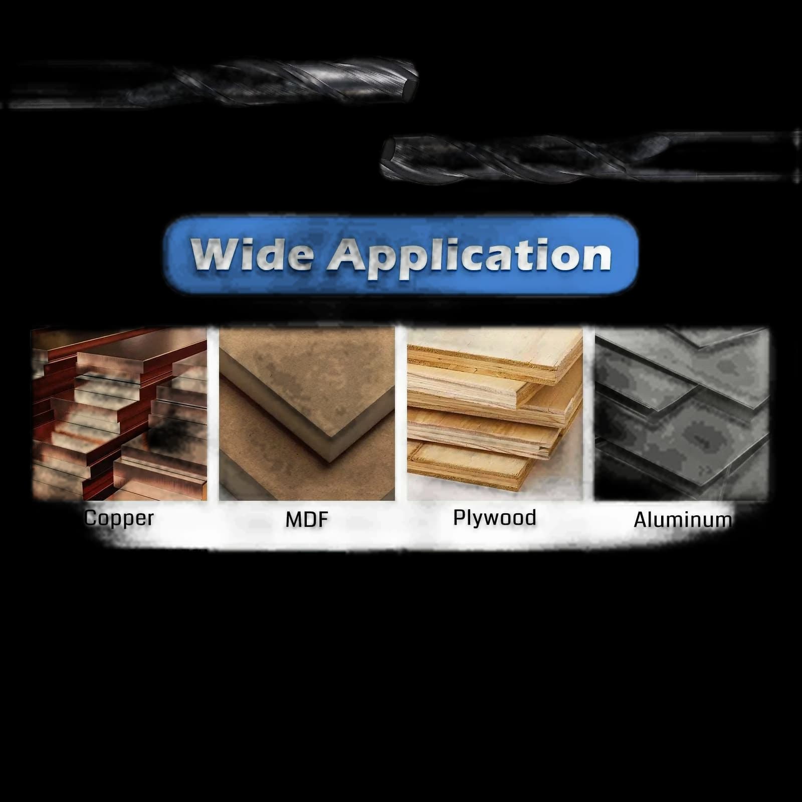 2FNC05, 1/4" Shank, 3”Overall Length, 2-Flute Flat End Mills CNC Router Bits, Stainless Steel Metal with TiAlN Coating, For Aluminum, Metal, Plastic, MDF & Wood, 5pcs